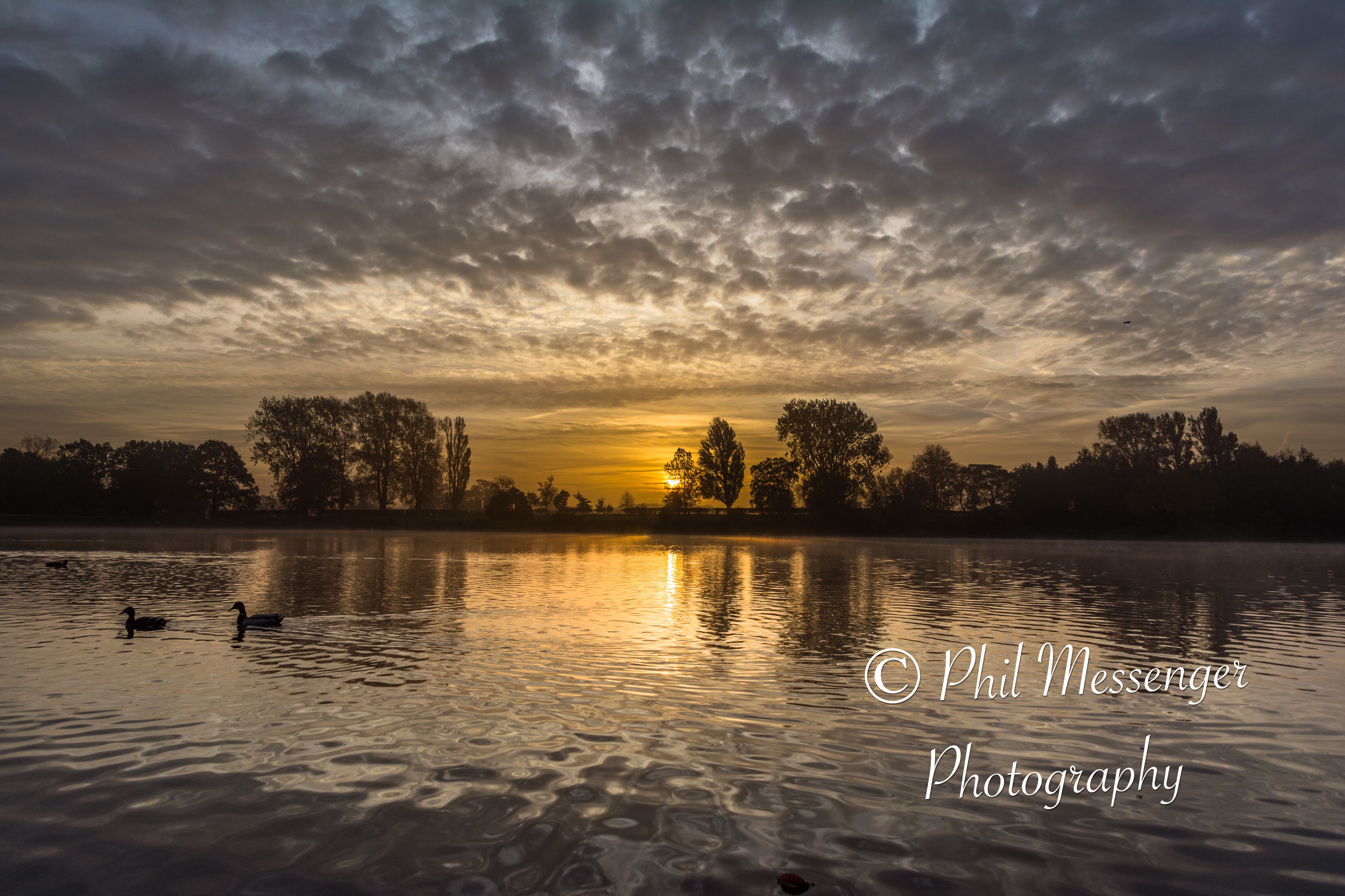 Silver sunrise at Coate Water, Swindon