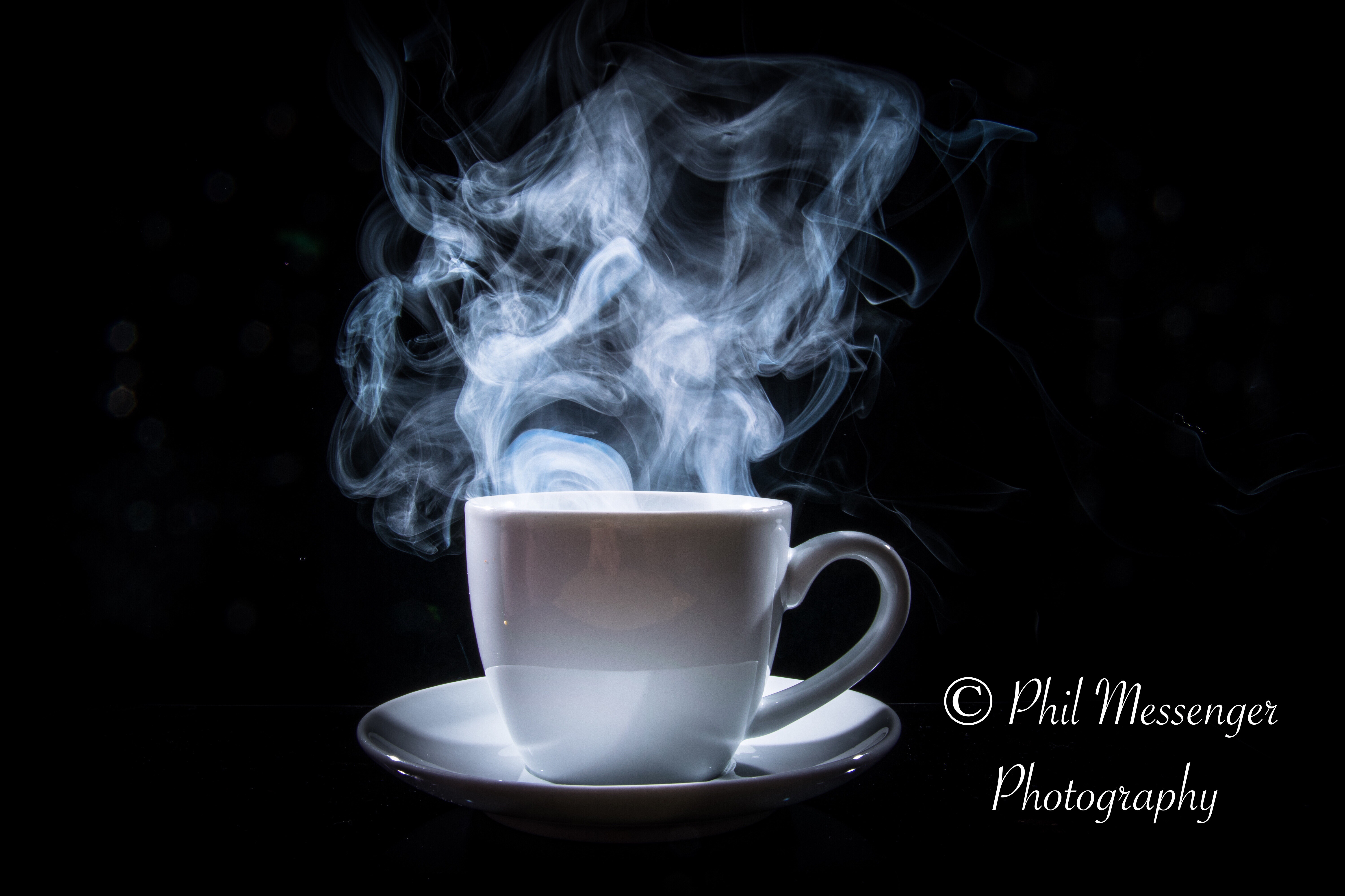 Hot steaming coffee