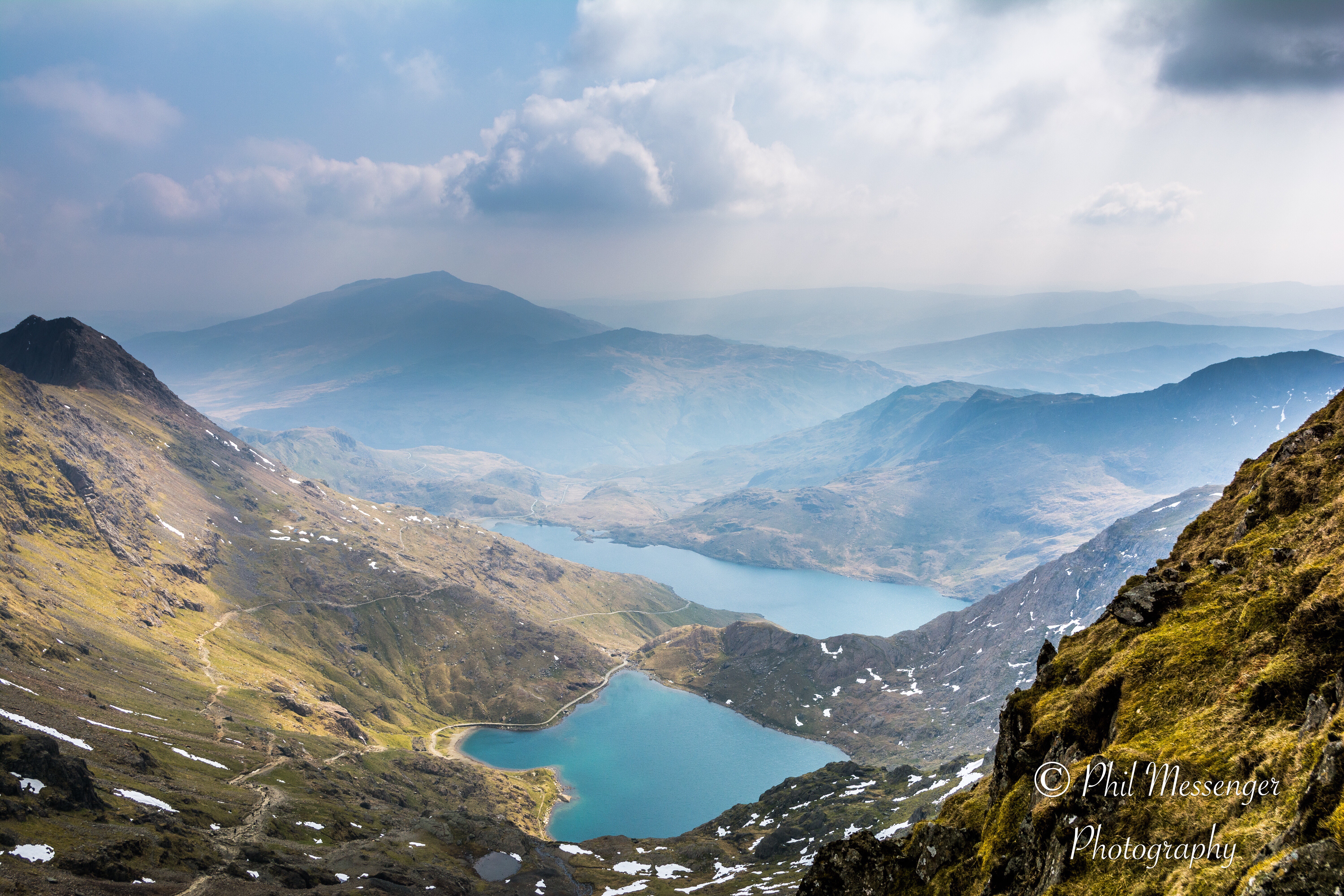 The view from near the summit of Mount Snowdon, Wales, UK.
