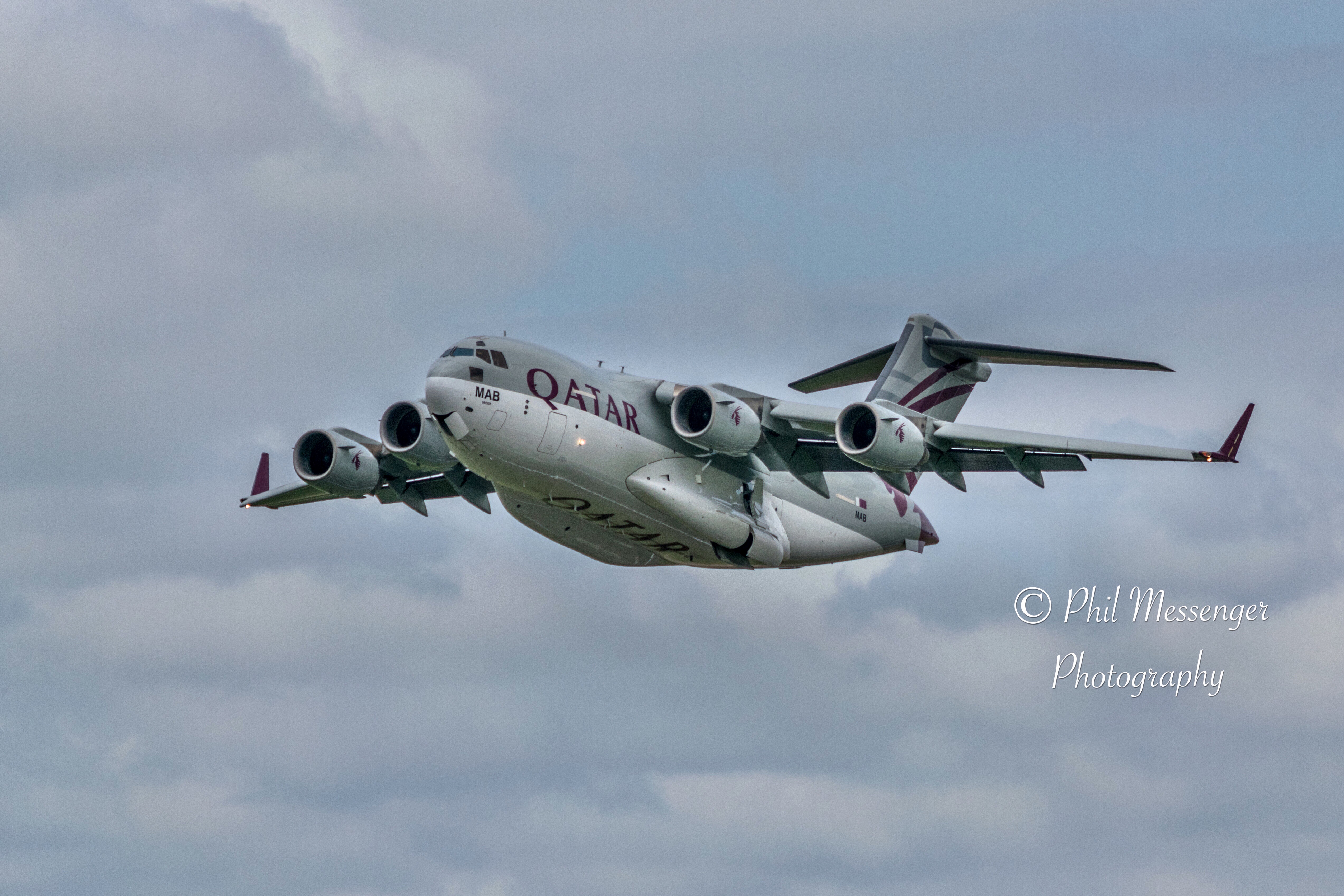 Qatar C-17 Globemaster III departing the Royal International Air Tattoo 2019