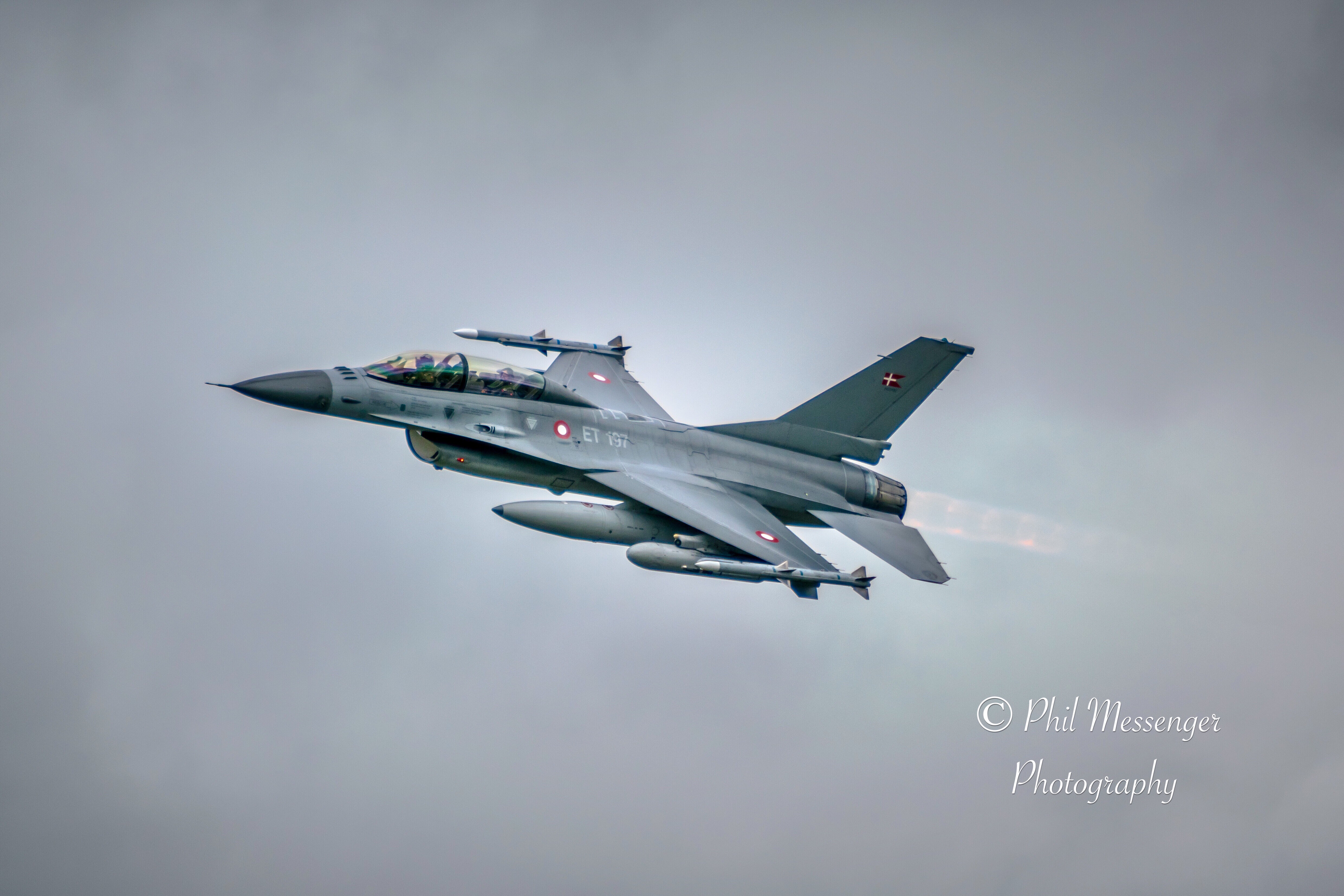 Royal Danish Air Force F16 fighting falcon departing the Royal International Air Tattoo