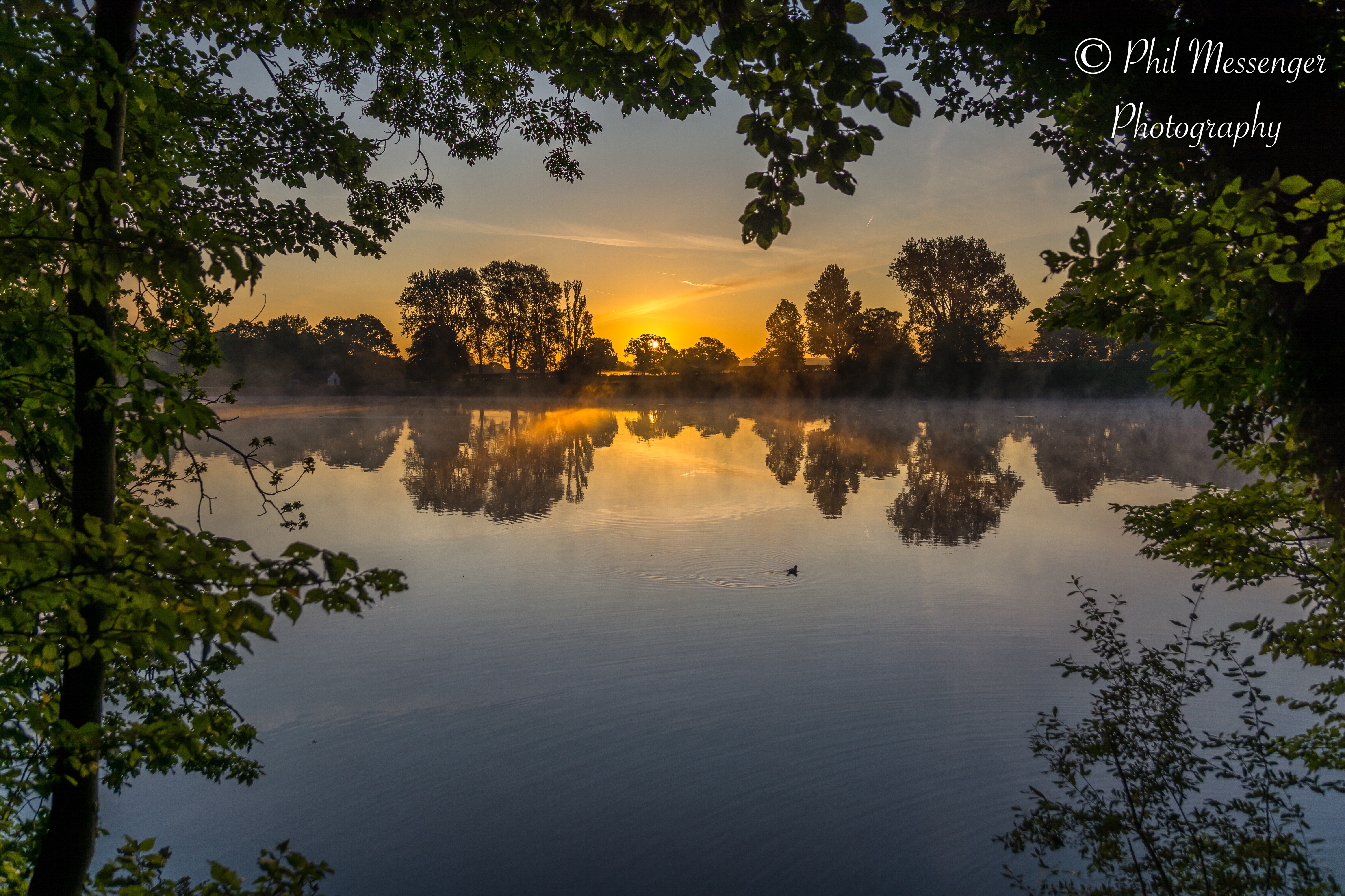 A beautiful sunrise framed at Coate Water, Swindon, Wiltshire.