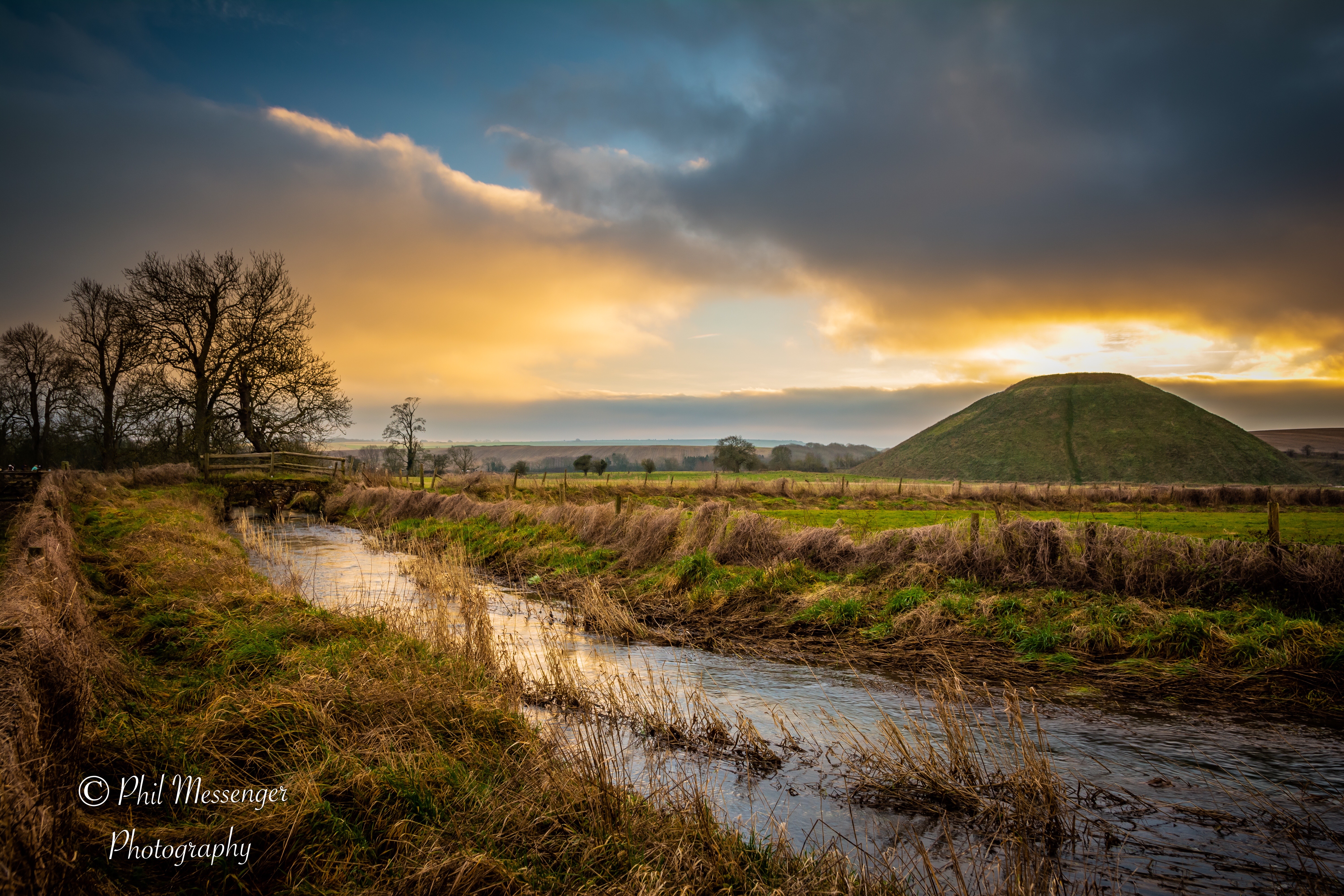 Late winter afternoon at Silbury hill Wiltshire.