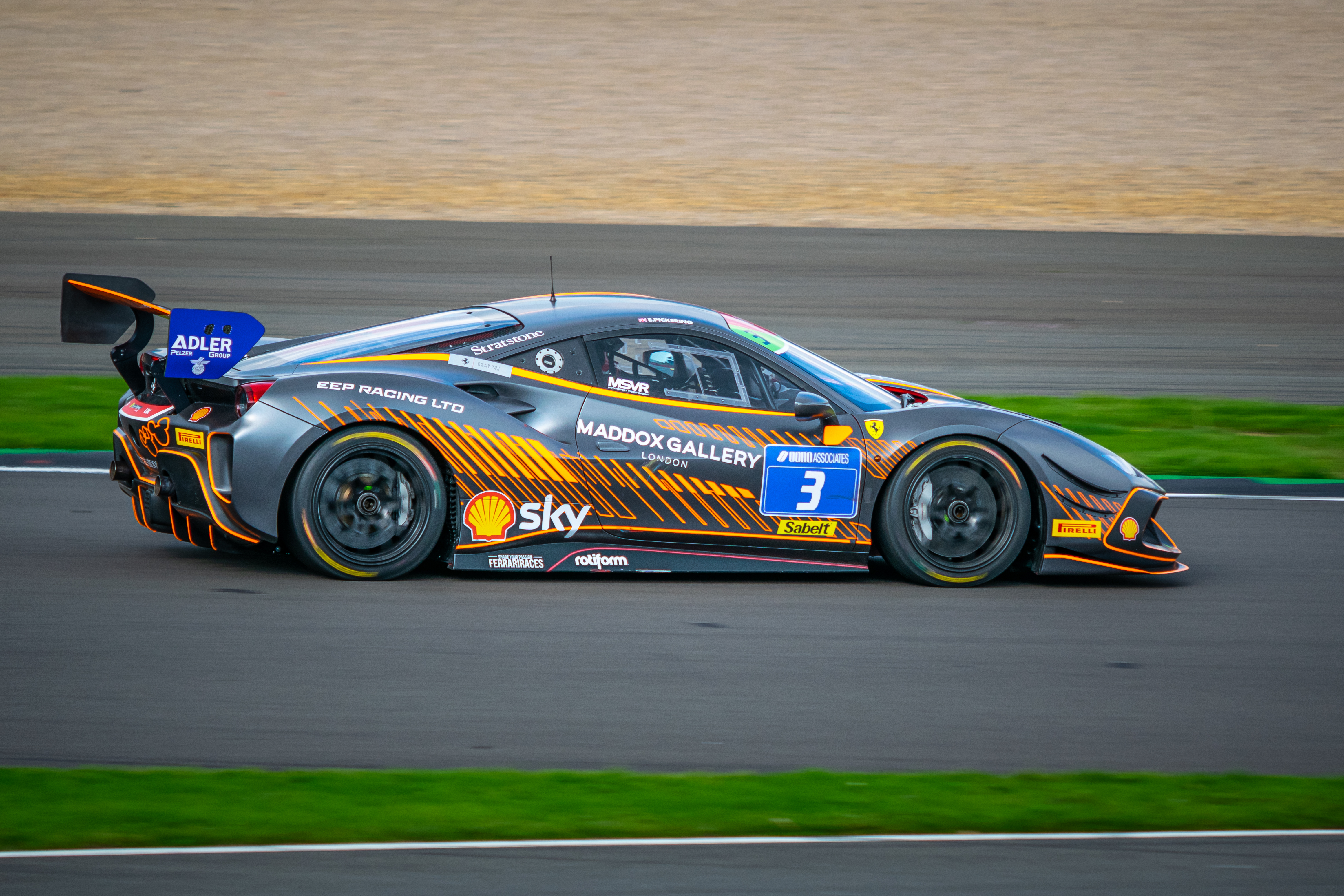 racing car from Ferrari challenge uk at Silverstone]
